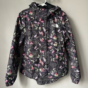 Kids The North Face Hooded Rain Jacket with Floral. Size Girls Small